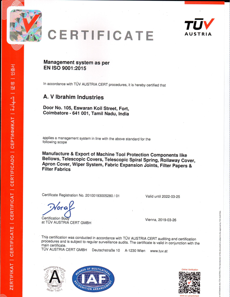 ISO 9001:2015 Certificate 2019